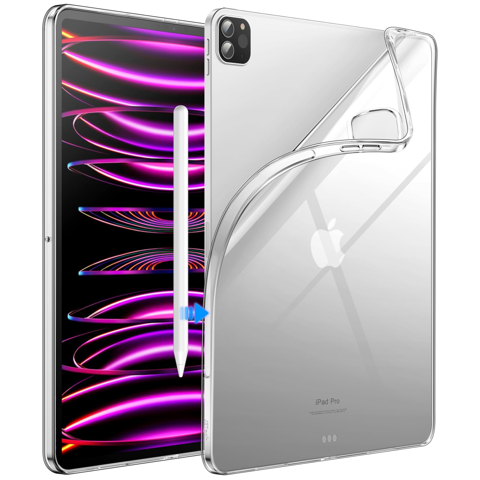 Funda JeTech para iPad Pro de 12,9" 2022/2021, TPU suave, transparente