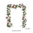 thumbnail image 3 of Adorno de pared de 2 piezas con rosas artificiales de 10 cabezas, ideal para San Valentín. Jarrones de cristal decorativos para dormitorio o sala de estar. Marco metálico. 230 cm (90,55, 3 of 9