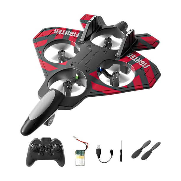 Avión de control remoto, avión de ala fija, modelo de caza, helicóptero ligero Rojo con 1 batería
