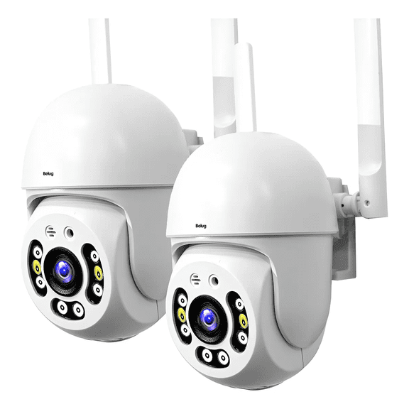 2pcs Cámara De Seguridad Exterior Wifi Visión Nocturna 3mp Belug, blancas