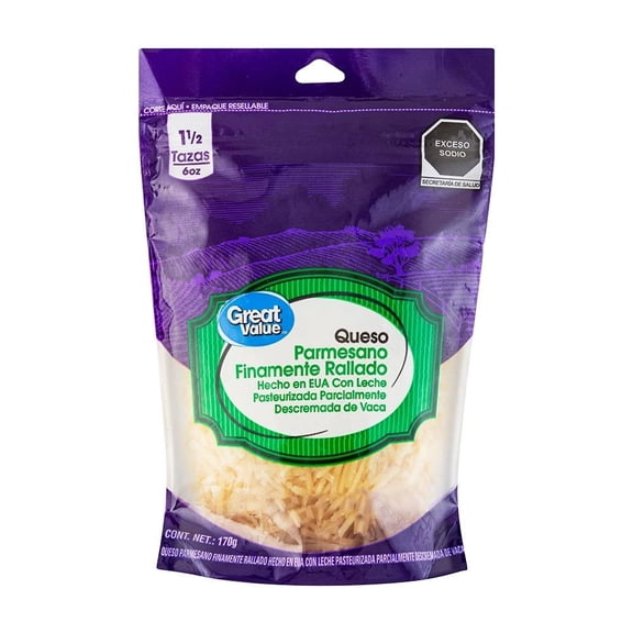 Imitación queso parmesano Great Value rallado fino 170 g    