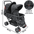 thumbnail image 4 of Carriola Doble para Bebés Gemelar Plegable con Asientos Reclinables Apta desde 0 Meses Soporta hasta 32 kg - Negro, 4 of 7