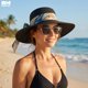 thumbnail image 3 of Sombrero de Playa Con Liston Para Mujeres Ala Ancha 42 cm negro, 3 of 6