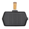 thumbnail image 1 of Griddle Pan, Easy Cleaning Grill Pan Anti Warping Bottom Portable&nbsp;Folding With&nbsp;Wooden&nbsp;Handle For Camping For Household, 1 of 8