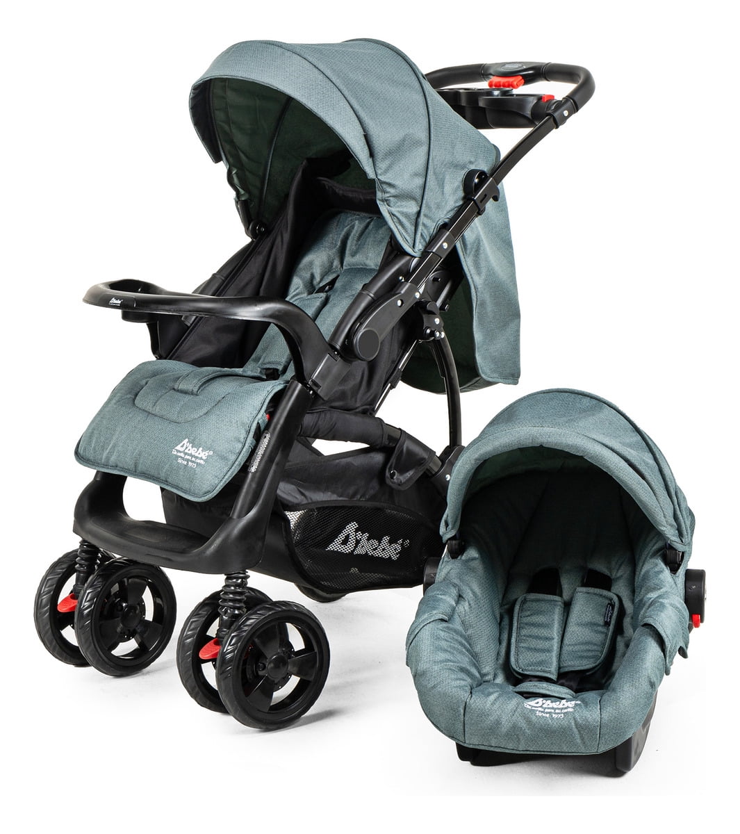 Carriola para Bebé y Autoasiento D'bebé Sistema de Viaje Elite Reversible Travel System Con Portabebé Verde