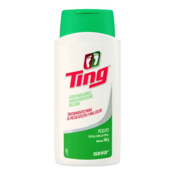 Talco desodorante Ting para el pie de atleta y mal olor 160 g