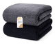 thumbnail image 1 of 2pcs Toallas Baño Completo Grande Lana Coral Suave De Alta Densidad 180cm*90cm Xtellar Color Negro Y Gris, 1 of 3