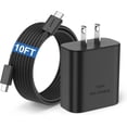 thumbnail image 1 of Adaptador de Enchufe Charger USB Tipo C de Pared de Carga Súper Rápida de 45W Cable de 10 Pies para Samsung Galaxy S25 Ultra S24 S23 S22 + Ultra A56 5G, 1 of 8