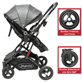 thumbnail image 3 of Carriola para Bebé con Asiento Reversible Convertible a Bambineto Ruedas de Goma Plegable Cinturón de 5 Puntos - Gris, 3 of 7