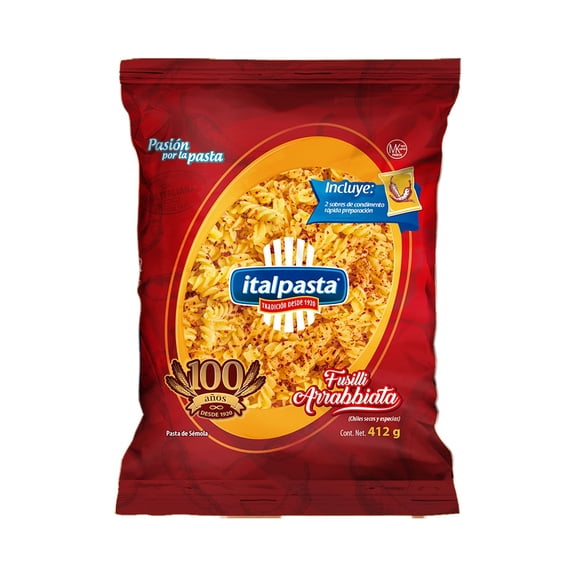 Pasta Italpasta Rápida Preparación Fusilli Arrabbiata 412 g