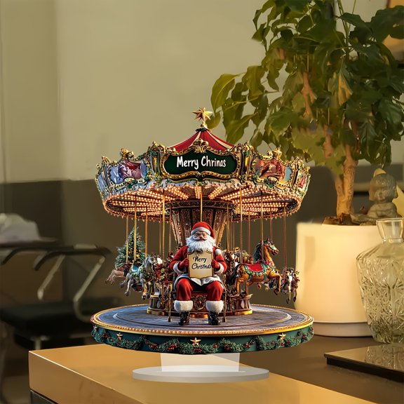 Christmas Carousel Flat Decoration Multi Functional Desktop Display Home Decoration