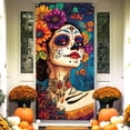 thumbnail image 1 of Decoraciones de Halloween, 35 x 71 pulgadas, cubierta de puerta de Halloween y Día de Muertos, decoración de puerta de Halloween y Día de Muertos, decoración de fiesta de festival, cubierta de puerta, 1 of 6