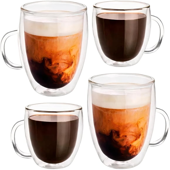 Set de 4 Tazas Baricoffee Vidrio Doble Transparente