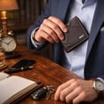 thumbnail image 4 of Cartera de cuero Cartera delgada para hombres con clip para dinero Cartera simple con doble pliegue Carteras para hombres con compartimento para tarjetas de crédito Cartera para hombres con monedero O, 4 of 6