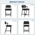 thumbnail image 2 of Bancos de Cocina con Respaldo Juego de 2 - Acabado Negro Texturizado Tipo Lychee - Reposabrazos Integrados y Asiento Grueso - Marco Metálico Estable para Barra o Comedor, 2 of 8