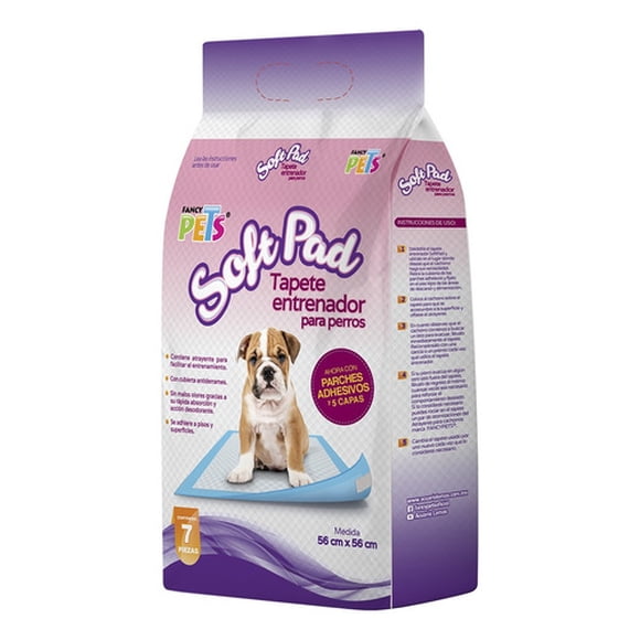 Tapete Sanitario Pads Perro Acuario Lomas Fancy Pets 7 Piezas SoftPad 56x56 cm