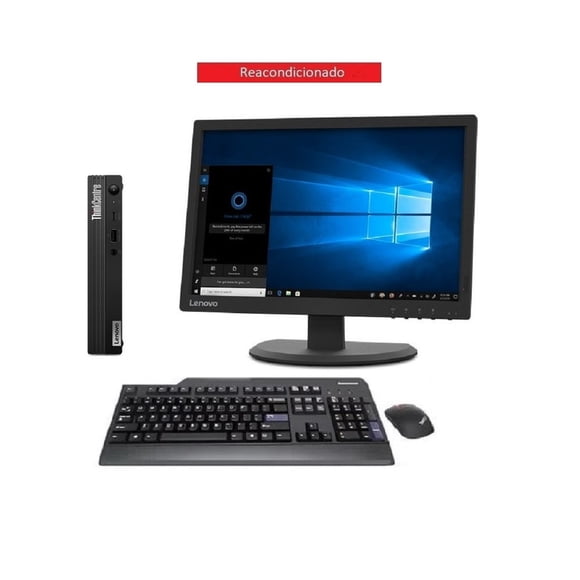 PC Lenovo M80q Mini, Intel Core i5-10a Gen, 16GB Ram, 256GB SSD, MONITOR 19", REACONDICIONADO