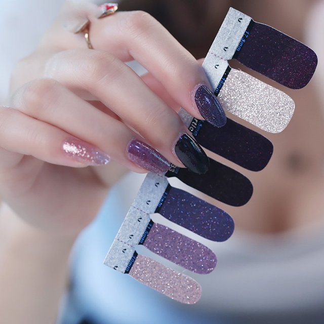 Pisexur Belleza Maquillaje Envolturas Calcomanías Belleza Brillantina Polvo Pegatinas para Uñas Gradientes Color Cobertura Completapara mujeres y hombres