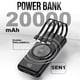 thumbnail image 5 of Power Bank Kimhi 20000 mAh Batería Portátil para Celular Carga Rápida con 4 Cables Pantalla LED, 5 of 6