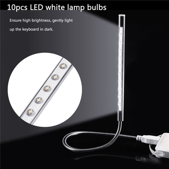 Lámpara LED portátil, elegante, de alto brillo, USB, 10 unidades, para PC/computadora portátil, color plateado