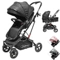 thumbnail image 1 of Carriola para Bebé con Asiento Reversible Convertible a Bambineto Ruedas de Goma Plegable Cinturón de 5 Puntos - Negro, 1 of 7