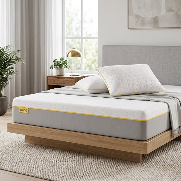 Colchón  King Size de Espuma Nooz Prime Adulto y 2 Almohadas Adaptables de Memory Foam Triturado