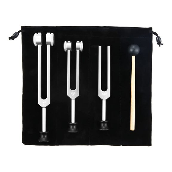 Juego de DiapasóN 3 Paquetes (128 Hz, 256 512 Hz) Kit para CuracióN, Chakra, Terapia Sonido, Horquilla Deslizante SóNica (Plata)