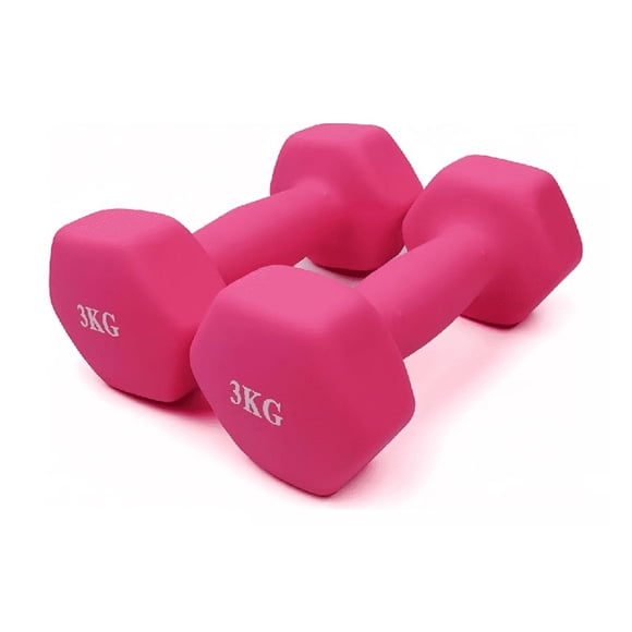 Mancuerna Pesa Neopreno 3 Kg Gym Entrenamiento Kit 2 Piezas rosa