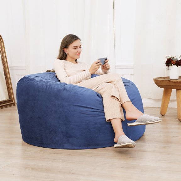 Yeshouse Sillón puf gigante de 1,2 m con relleno, sofá puf redondo de terciopelo para adultos y adolescentes, puf grande y suave para dormitorio o sala de estar