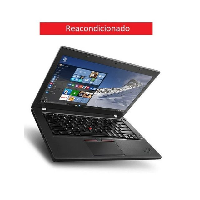 laptop lenovo t460 14 core i5 6ta 16gb ram 240gb ssd reacondicionado Reacondicionado Lenovo T460 14'' negro, vista 3/4 abierta mostrando Windows 10, teclado QWERTY con TrackPoint rojo y touchpad con botones físicos, chasis mate y bisel delgado; ideal para tareas de oficina y productividad, y a menudo usada como equipo secundario para desarrollo o pruebas.