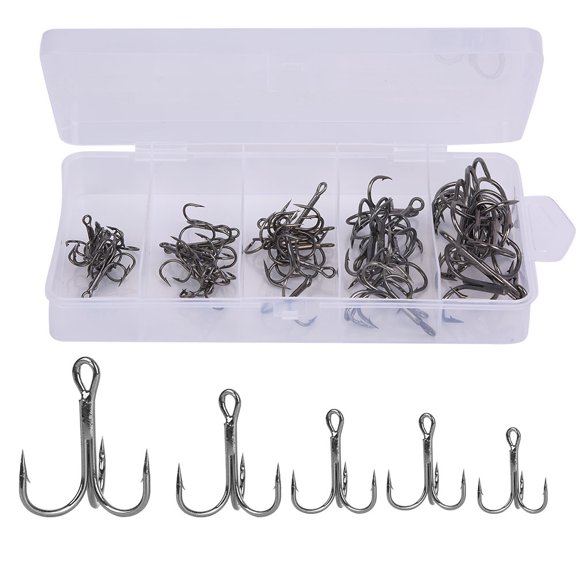 50 Uds anzuelos de pesca anzuelo triple afilado con púas Kit de accesorios para anzuelos de Metal de alta resistencia