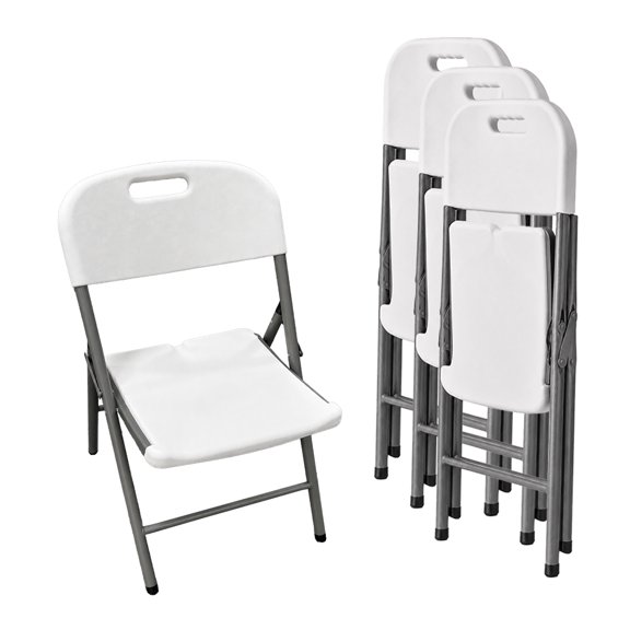 SET DE 4 SILLAS PLEGABLES DE PLASTICO COLOR BLANCO