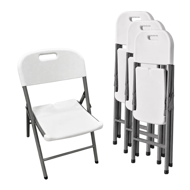 SET DE 4 SILLAS PLEGABLES DE PLASTICO COLOR BLANCO