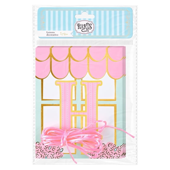 Letrero Decorativo Prichos París Rosa de Cartón y Cordón 1 Pieza