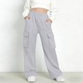 thumbnail image 1 of Pantalones de pana para niñas, cintura elástica, corte holgado, cordón ajustable, bolsillos, pantalones casuales para niñas con pana de mezcla de algodón de textura suave, tallas de 5-6 a 14-15 años., 1 of 5