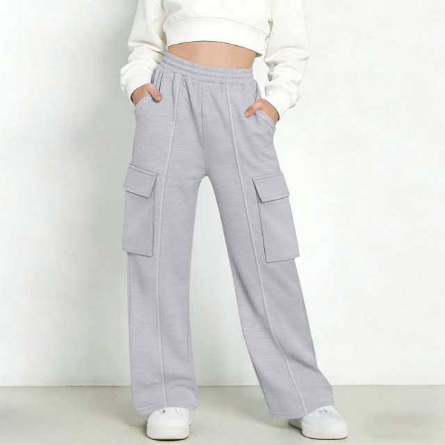 Pantalones de pana para niñas, cintura elástica, corte holgado, cordón ajustable, bolsillos, pantalones casuales para niñas con pana de mezcla de algodón de textura suave, tallas de 5-6 a 14-15 años.