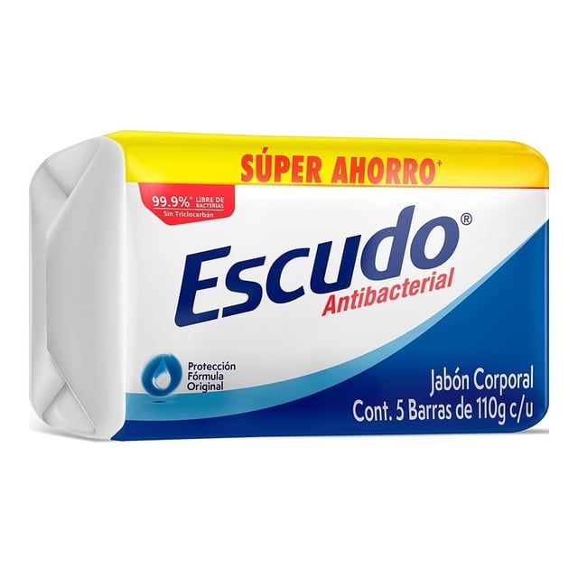 Jabón en barra Escudo antibacterial fórmula original 5 pzas de 110 g c/u