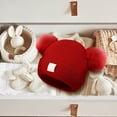 thumbnail image 4 of Lindo gorro de punto para bebé con bordado de doble corazón y doble bola de hilo. Cómodo y acogedor. Gorro cálido y abrigado para bebés., 4 of 5