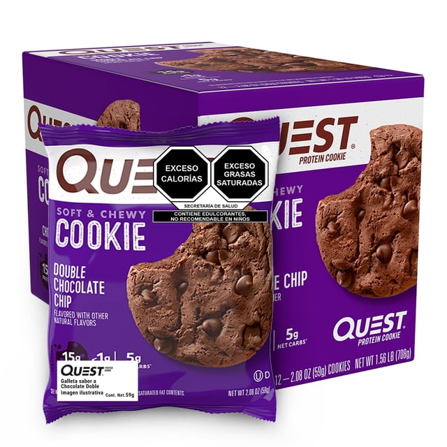 Galleta De Proteína Quest Nutrition Sabor Doble Chocolate Con Chispas Caja Con 12 Pzas