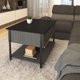 thumbnail image 1 of MESA EXTENSIBLE − BERNA  Mesa de Centro Elevable,  Mesa Auxiliar Estancia, Recámara y Oficina, Patas Metálicas, Tablero Laminado Texturizado  (NEGRO LISO )0, 1 of 9