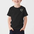 thumbnail image 3 of Camisetas de Cuello Redondo para Niñas - Camisetas de Manga Corta con Corazón de Pedrería, Blusas Ligeras Casuales de Verano Negras 10 Años, 3 of 8