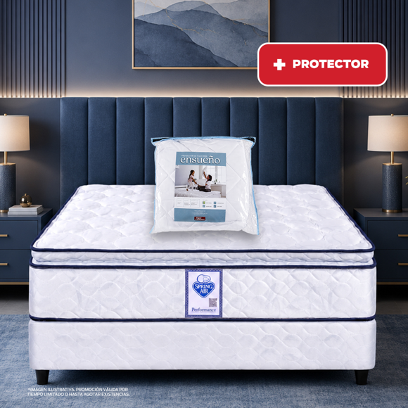 Colchon Spring Air Individual City + Protector Ensueño