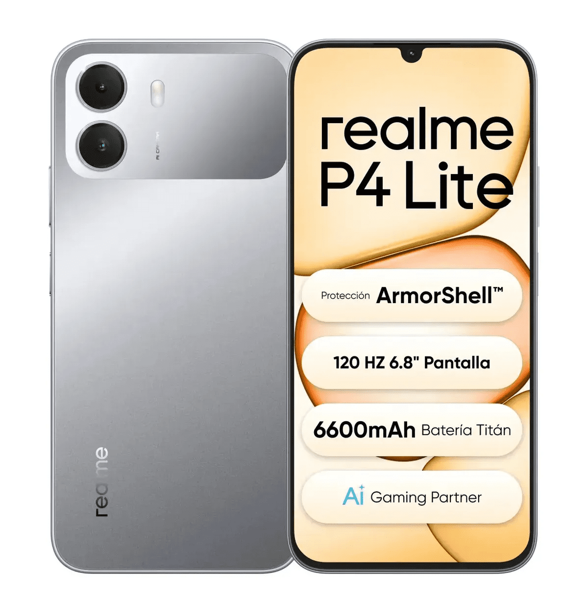 Realme P4 Lite 4GB RAM 256GB ROM Pantalla 6.8" 120Hz Batería 6600mAh, Cámara 13MP Teléfono, Gris