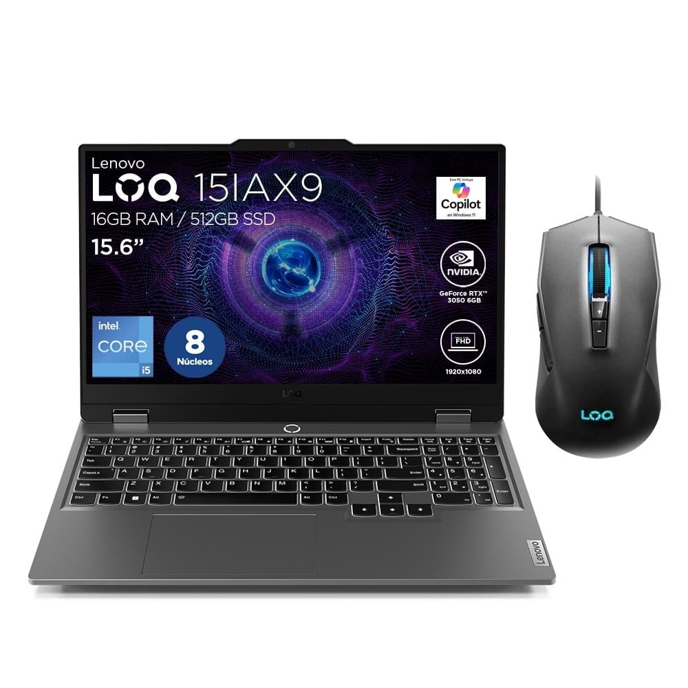 Laptop Lenovo LOQ 15IAX9 NVIDIA GeForce RTX 3050 CI5 Gen 12th 16GB ...