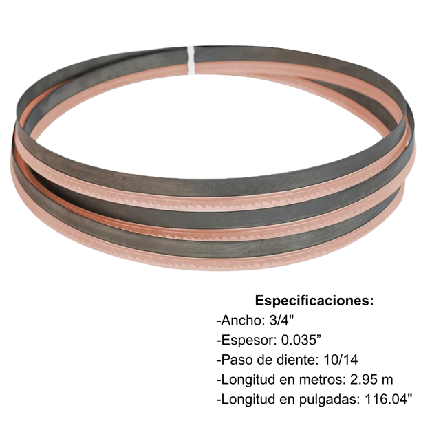 Sierra Cinta Bimetálica Maraga 3/4" x .035" x 116.04" (2.95 m) 10/14 TPI para Corte de Metal y Acero