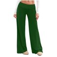 thumbnail image 1 of Amzcrzy Pantalones Palazzo Mujer Anchos Cintura Alta Cómodos Holgados Elegantes Casuales Verano Playa Ligeros Sin Costura Delantera Suaves Elásticos Con Bolsillos Tallas S-2XL Verde, 1 of 7
