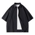 thumbnail image 1 of pstuiky camisetas de hombre, Camisa de manga corta con botones de color liso para hombre camisetas de hombre xl, 1 of 3