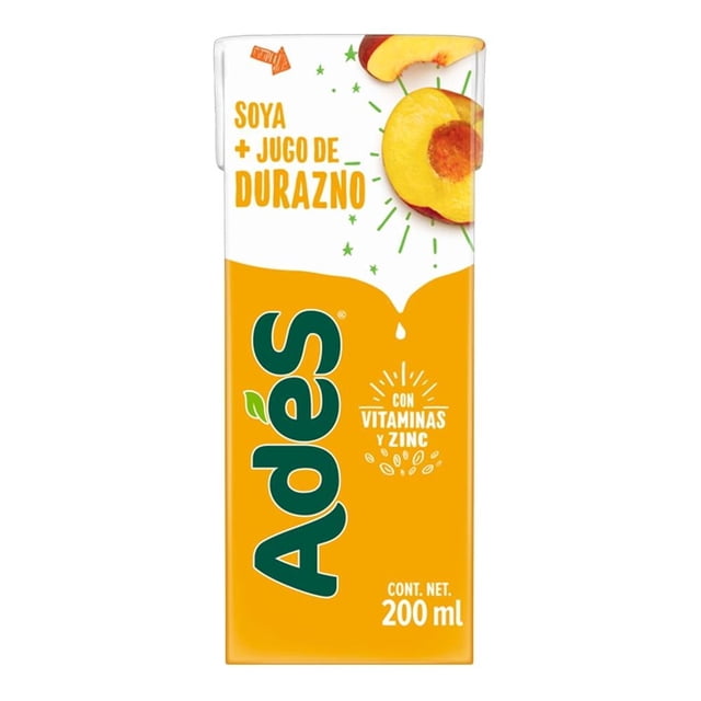 Alimento líquido de soya Ades sabor durazno 200 ml