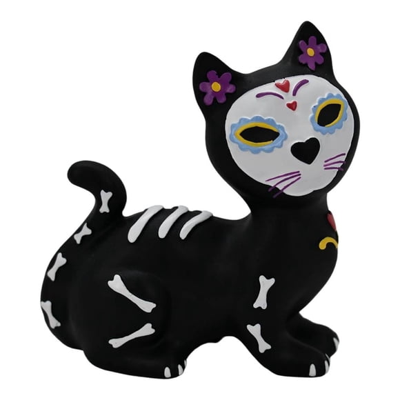 Decoración Way to Celebrate Gato Dia De Muertos Negro Acostado 11.7 Cm