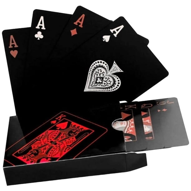 Naipes de Colección PokaRed Barajas 15 Cartas 810 Plástico Negro y Rojo Mate.